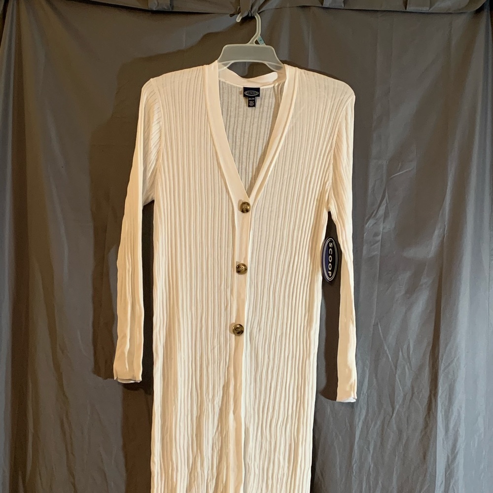 White Long Sleeve Three Button Cardigan